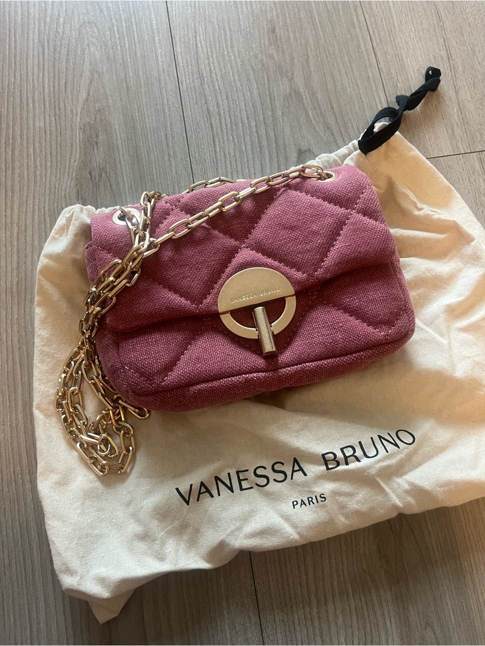 Vanessa Bruno Pink Quilted Small Moon Bag